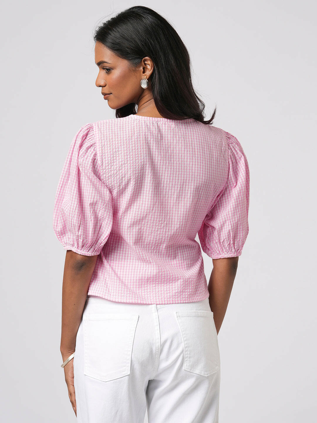 Gingham Wrap Top.